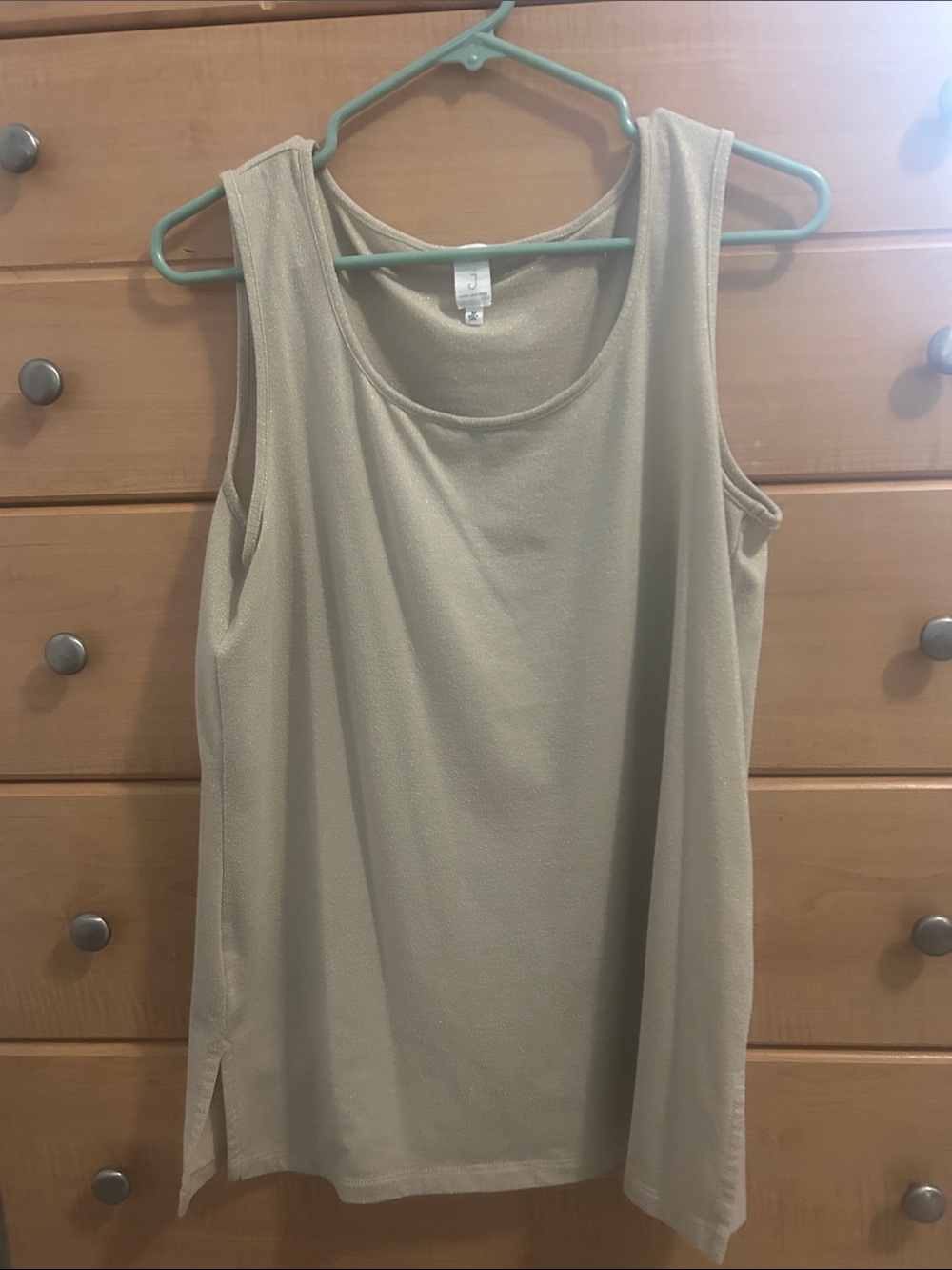 Jones New York Beige/gold glitter Scoop Neck Tank Top
